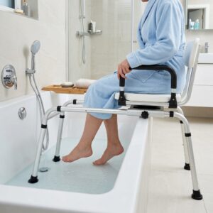 Silla de Baño Giratoria 360° con Deslizamiento y Altura Ajustable